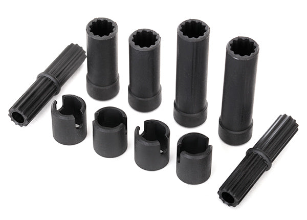 Traxxas 8250 Half shafts, center (internal splined, Front (2) & internal splined, Rear (2)/ external splined (2)/ pin retainer (4)) (plastic parts only) - TRA8250