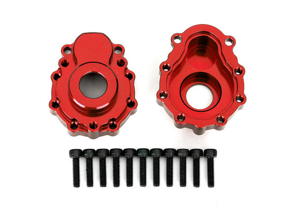 Traxxas 8251R Portal housings , outer , 6061-T6 aluminum (red-anodized) (2) / 2.5x10 CS (12) - TRA8251R