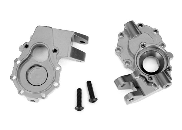 Traxxas 8252A Portal housings, inner (Front), 6061-T6 aluminum (charcoal - Gray-anodized) (2)/ 3x12 BCS (2) - TRA8252A