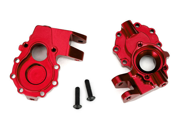 Traxxas 8252R Portal housings , inner (Front) , 6061-T6 aluminum (red-anodized) (2) / 3x12 BCS (2) - TRA8252R