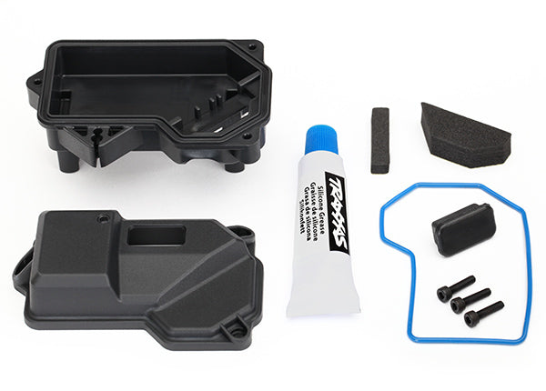 Traxxas 8324 Box, receiver (sealed) (Steering Servo Mount)/ receiver cover/ access plug/ foam pads/ silicone grease/ 2.5x10 CS (3) - TRA8324