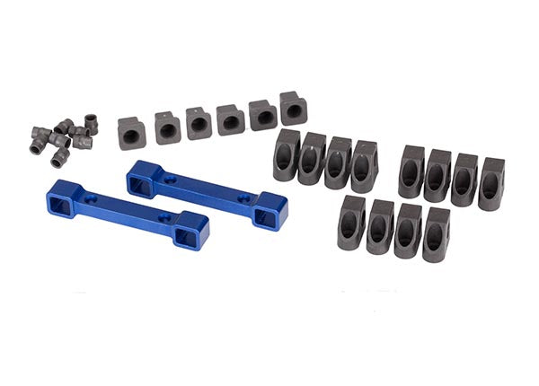 Traxxas 8334X Mounts , Suspension Arms , aluminum (blue-anodized) (Front & Rear) / hinge pin retainers (12) / Inserts (6) - TRA8334X