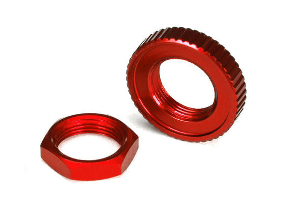 Traxxas 8345R Servo saver nuts, aluminum, - Red-anodized (Hex (1), serRated (1)) - TRA8345R