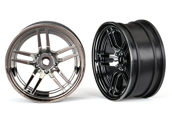 Traxxas 8371 Wheels , 1.9' split-spoke (black chrome) (Front) (2) - TRA8371