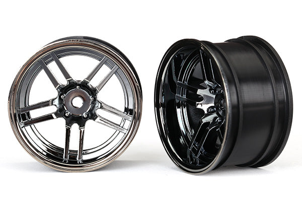 Traxxas 8372 Wheels, 1.9' split-spoke (black chrome) (wide, Rear) (2) - TRA8372