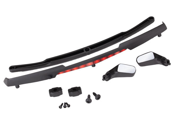 Traxxas 8388 Mirrors, side, black (left & right)/ mirror retainers (2)/ spoiler, black/ spoiler retainer (1)/ 1.6x5 BCS (self-tapping) (3)/ 2.6x8 BCS (self-tapping) (2) (fits #8386 Body) - TRA8388
