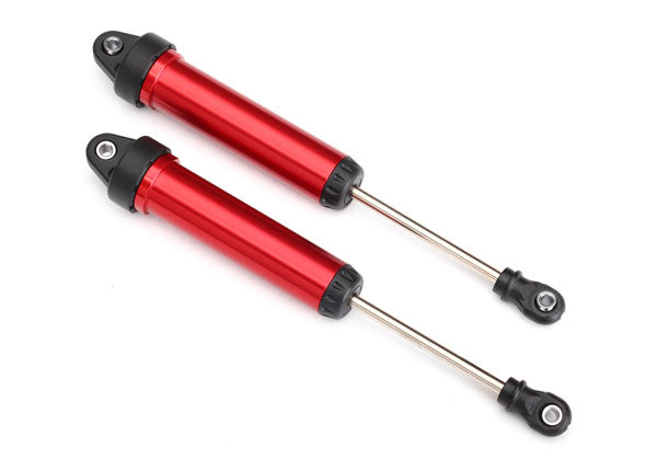 Traxxas 8451R Shocks, GTR, 134mm, aluminum (red-anodized) (fully assembled w/o Springs) (Front, no threads) (2) - TRA8451R