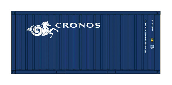 Intermountain Railway 20' Corrugated Container w/Corrugated Doors - Assembled -- Cronos (blue, white) - 85-30061