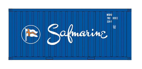 Intermountain Railway 20' Corrugated Container w/Corrugated Doors - Assembled -- Safmarine (blue, white, red) - 85-30068