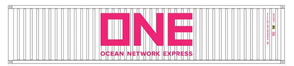 Intermountain Railway 40' Corrugated Container 2-Pack - Ready to Run -- Ocean Network Express ONE (white, magenta) - 85-30272