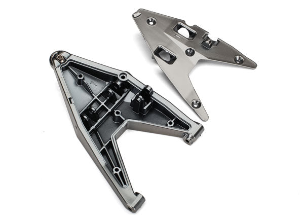 Traxxas 8533X Suspension arm, Lower left/ arm insert (satin black chrome-Plated) (assembled with hollow ball) - TRA8533X