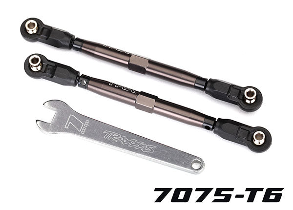 Traxxas 8547A Toe links, Front, Unlimited Desert Racer (TUBES dark titanium anodized, 7075-T6 aluminum, stronger than titanium) (102mm) (2) (assembled with rod ends and hollow balls)/ aluminum wrench, 7mm (1) - TRA8547A
