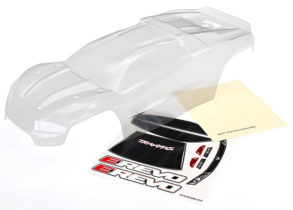 Traxxas 8611 Body, E-Revo (Clear, requires painting)/ window, grille, lights Decal Sheet - TRA8611