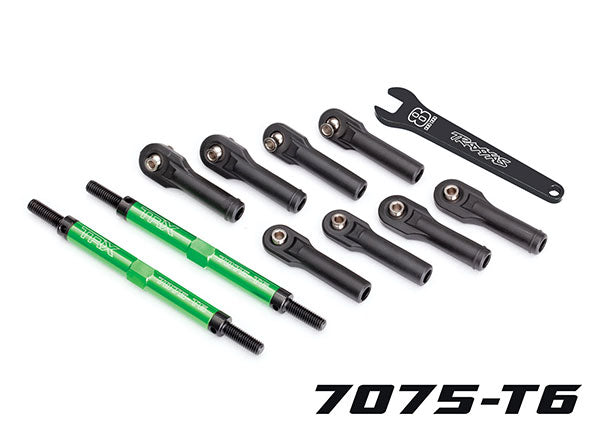 Traxxas 8638G Toe links, E-Revo VXL (TUBES green-anodized, 7075-T6 aluminum, stronger than titanium) (144mm) (2)/ rod ends, assembled with steel hollow balls (8)/ aluminum wrench, 10mm (1) - TRA8638G