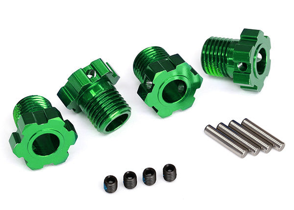 Traxxas 8654G Wheel hubs, splined, 17mm (green-anodized) (4)/ 4x5 GS (4)/ 3x14mm pin (4) - TRA8654G