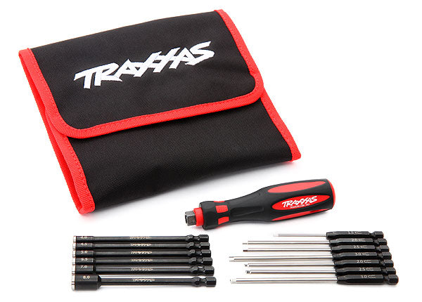 Traxxas 8710 Speed Bit Master Set, Hex and nut driver, 13-piece, includes premium handle (medium), travel pouch - TRA8710