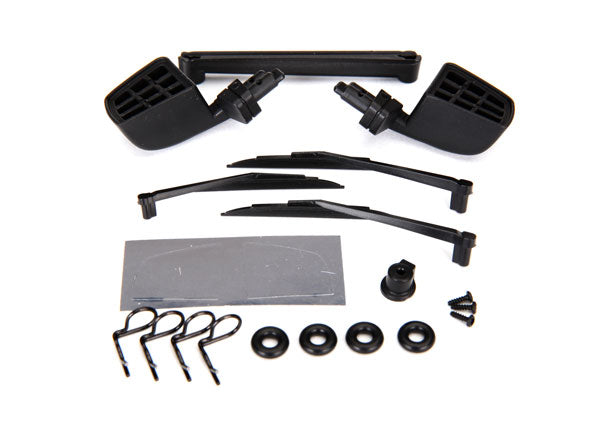 Traxxas 8817 Mirrors , side , black (left & right) / O-Rings (4) / windshield wipers , left , right , & Rear / wiper retainers (2) / Body clips (4) / 1.6x5 BCS (self-tapping) (3) - TRA8817
