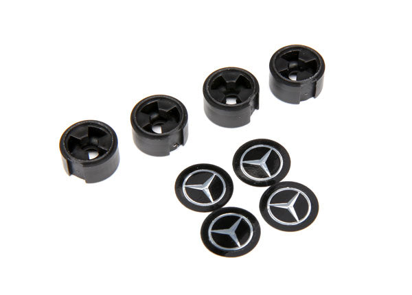 Traxxas 8873 Center caps , Mercedes-Benz G 500 4x4² Wheel (black) (4) (requires #8255A extended stub axle) - TRA8873