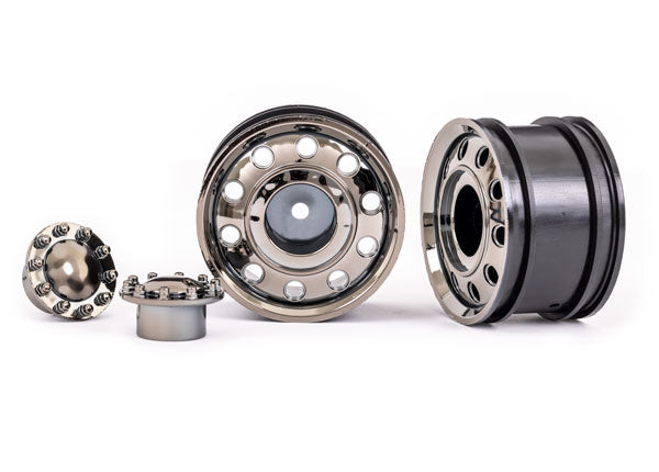 Traxxas 8876 Wheels, TRX-6 Big Rig 2.2' (black chrome) (Front) (2)/ center caps (black chrome) (2)
