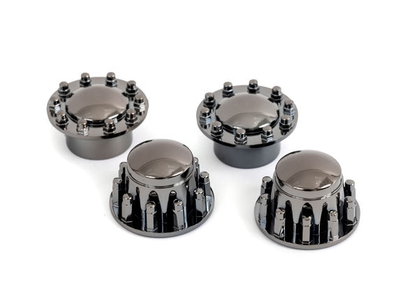 Traxxas 8876R Center caps, 2.2' TRX-6 Big Rig Wheels, black chrome (Front (2), Rear (2))