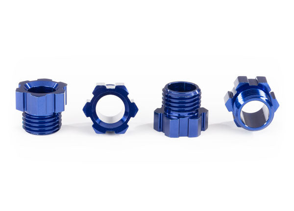 Traxxas 8886X Stub Axle nut , aluminum (blue-anodized) (4) - TRA8886X
