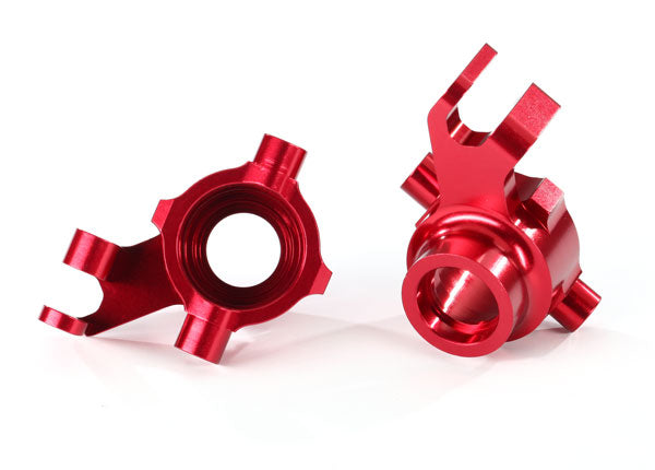 Traxxas 8937R Steering blocks, 6061-T6 aluminum (red-anodized), left & right - TRA8937R