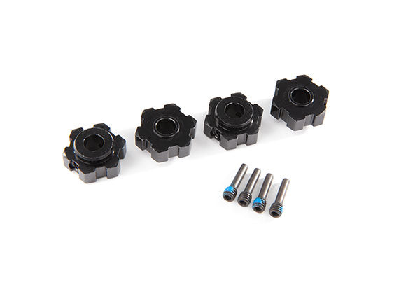Traxxas 8956A Wheel hubs, Hex, aluminum (black-anodized) (4)/ 4x13mm screw pins (4) - TRA8956A