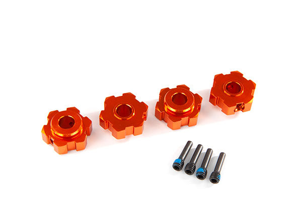 Traxxas 8956T Wheel hubs, Hex, aluminum (orange-anodized) (4)/ 4x13mm screw pins (4) - TRA8956T