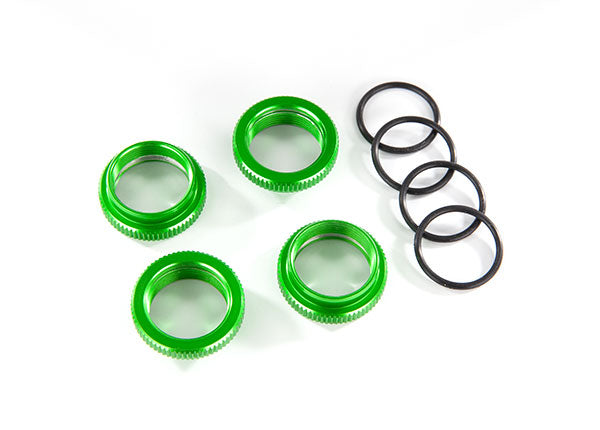 Traxxas 8968G Spring retainer (adjuster), green-anodized aluminum, GT-Maxx shocks (4) (assembled with o-ring) - TRA8968G