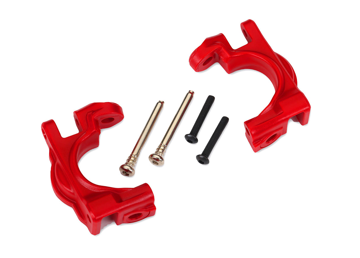 Traxxas 9032R Caster blocks (c-hubs), extreme heavy duty, - Red (left & right)/ 3x32mm hinge pins (2)/ 3x20mm BCS (2) (for use with #9080 upgrade kit) - TRA9032R