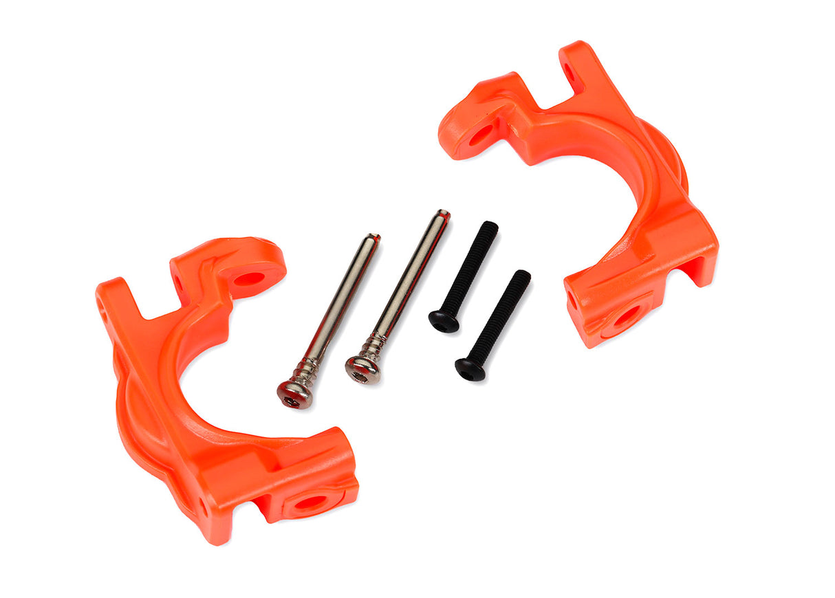 Traxxas 9032T Caster blocks (c-hubs), extreme heavy duty, orange (left & right)/ 3x32mm hinge pins (2)/ 3x20mm BCS (2) (for use with #9080 upgrade kit) - TRA9032T