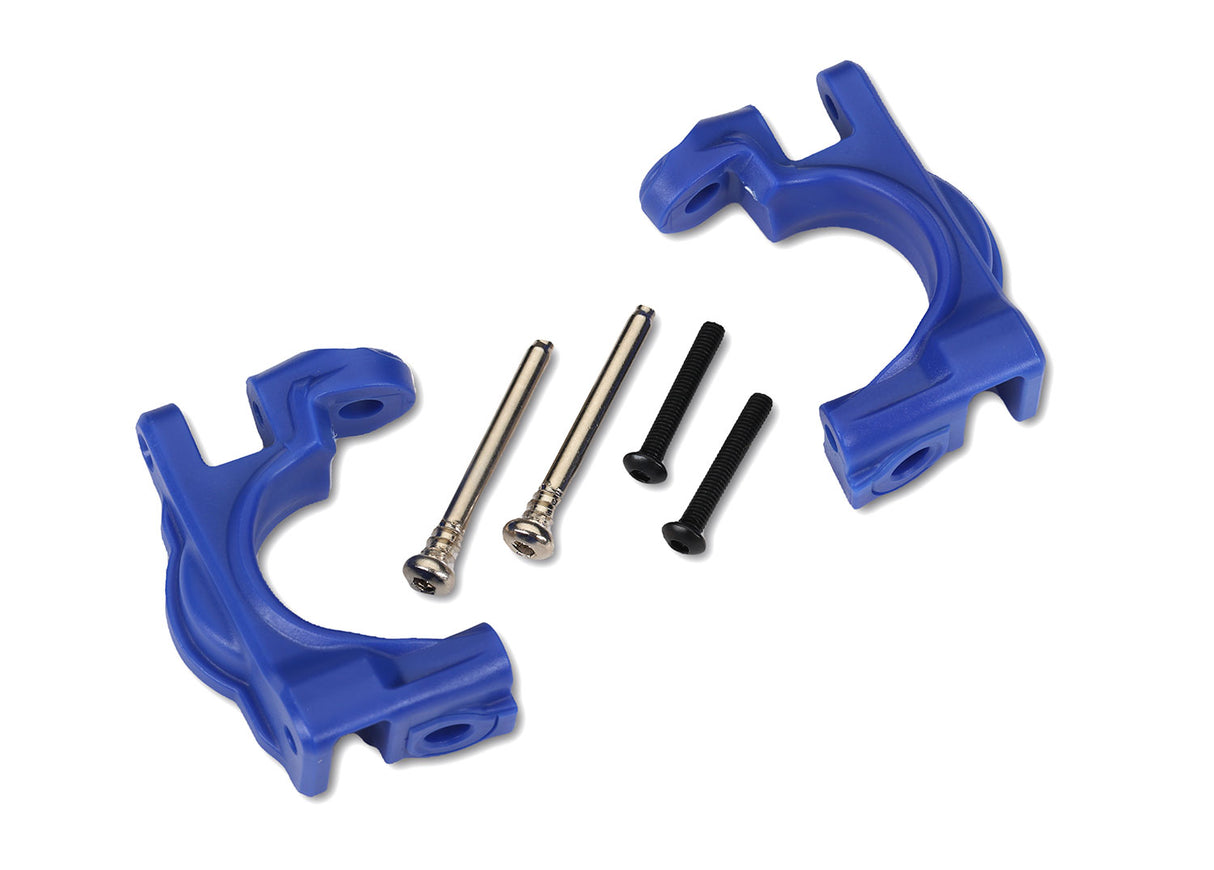 Traxxas 9032X Caster blocks (c-hubs), extreme heavy duty, - Blue (left & right)/ 3x32mm hinge pins (2)/ 3x20mm BCS (2) (for use with #9080 upgrade kit) - TRA9032X