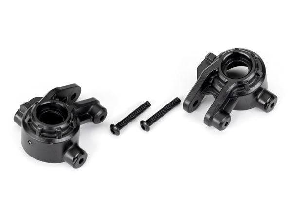 Traxxas 9037 Steering blocks, extreme heavy duty, black (left & right)/ 3x20mm BCS (2) (for use with #9080 upgrade kit) - TRA9037