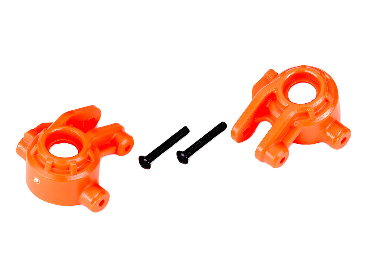 Traxxas 9037T Steering blocks, extreme heavy duty, orange (left & right)/ 3x20mm BCS (2) (for use with #9080 upgrade kit) - TRA9037T