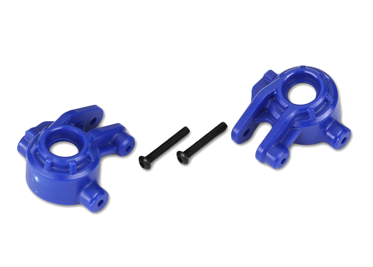 Traxxas 9037X Steering blocks, extreme heavy duty, - Blue (left & right)/ 3x20mm BCS (2) (for use with #9080 upgrade kit) - TRA9037X