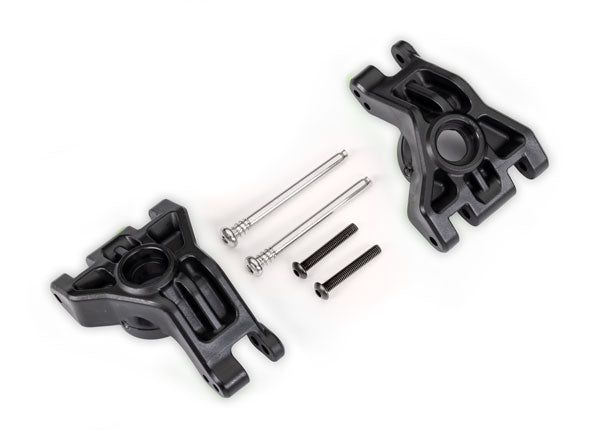 Traxxas 9050 Carriers, stub axle, Rear, extreme heavy duty, black (left & right)/ 3x41mm hinge pins (2)/ 3x20mm BCS (2) (for use with #9080 upgrade kit) - TRA9050