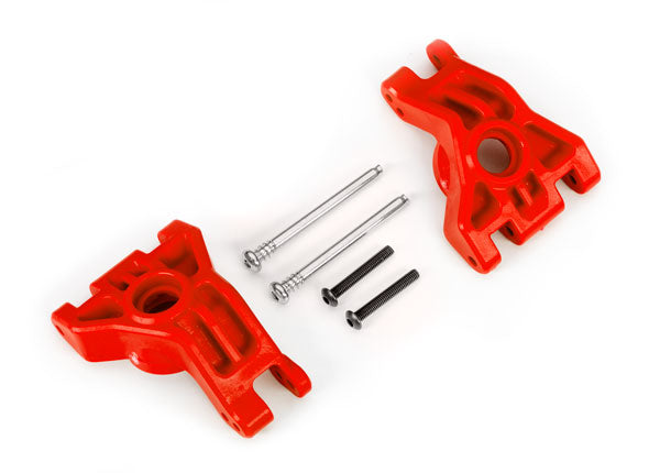 Traxxas 9050R Carriers, stub axle, Rear, extreme heavy duty, - Red (left & right)/ 3x41mm hinge pins (2)/ 3x20mm BCS (2) (for use with #9080 upgrade kit) - TRA9050R