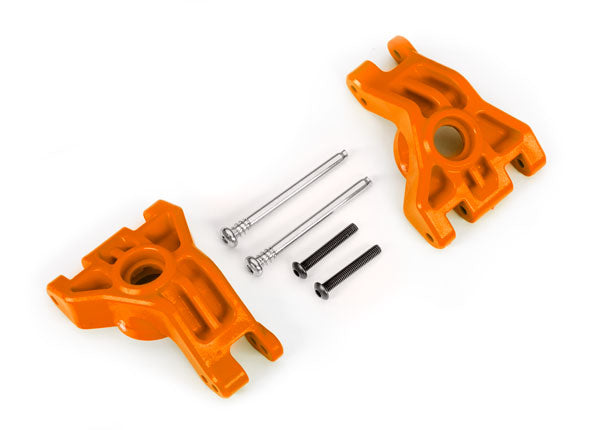 Traxxas 9050T Carriers, stub axle, Rear, extreme heavy duty, orange (left & right)/ 3x41mm hinge pins (2)/ 3x20mm BCS (2) (for use with #9080 upgrade kit) - TRA9050T