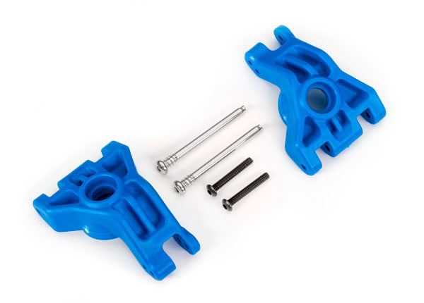 Traxxas 9050X Carriers, stub axle, Rear, extreme heavy duty, - Blue (left & right)/ 3x41mm hinge pins (2)/ 3x20mm BCS (2) (for use with #9080 upgrade kit) - TRA9050X