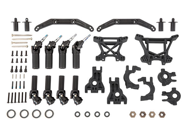 Traxxas 9080 Outer Driveline & Suspension Upgrade Kit, extreme heavy duty, black - TRA9080