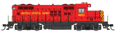 Walthers Mainline HO EMD GP9 Phase II with Chopped Nose - Standard DC -- United States Army #4603 (red, yellow)