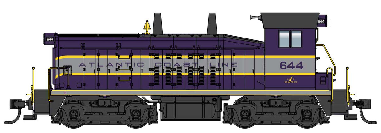 Walthers Mainline EMD SW7 - Standard DC -- Atlantic Coast Line #644 (purple, silver, yellow) - 910-10651