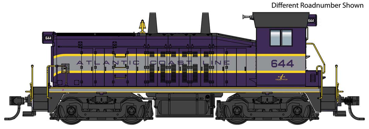 Walthers Mainline EMD SW7 - Standard DC -- Atlantic Coast Line #648 (purple, silver, yellow) - 910-10652