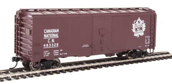 Walthers Mainline 40' Association of American Railroads 1944 Boxcar - Ready to Run -- Canadian National #483328 (Serves All Canada) - 910-1335