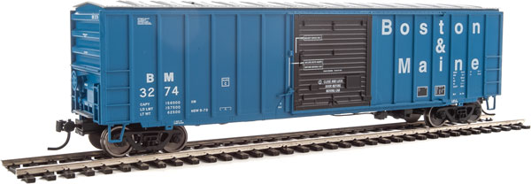 Walthers Mainline 50' ACF Exterior Post Boxcar - Ready to Run -- Boston & Maine #3274 (blue, white, Black Door; Large Name) - 910-1801