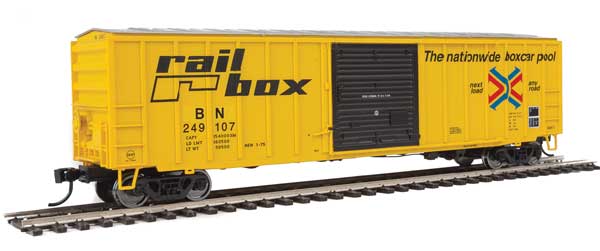 Walthers Mainline 50' ACF Exterior Post Boxcar - Ready to Run -- Railbox #249017 (Burlington Northern patch) - 910-1825