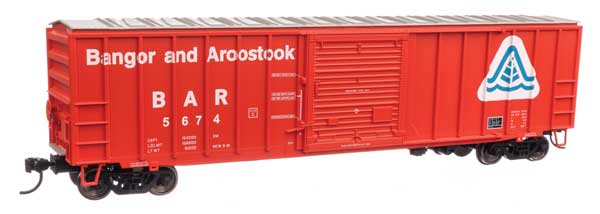 50' ACF Exterior Post Boxcar - Ready to Run -- Bangor & Aroostook BAR #5674 (red, white)