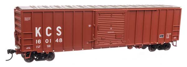 50' ACF Exterior Post Boxcar - Ready to Run -- Kansas City Southern #160148 (brown, white)