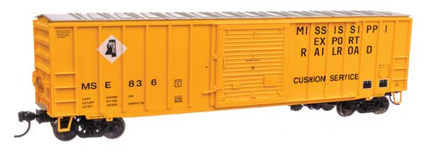 50' ACF Exterior Post Boxcar - Ready to Run -- Mississippi Export Railroad MSE #836 (yellow, black, white)