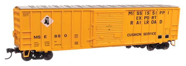 50' ACF Exterior Post Boxcar - Ready to Run -- Mississippi Export Railraod MSE #890 (yellow, black, white)